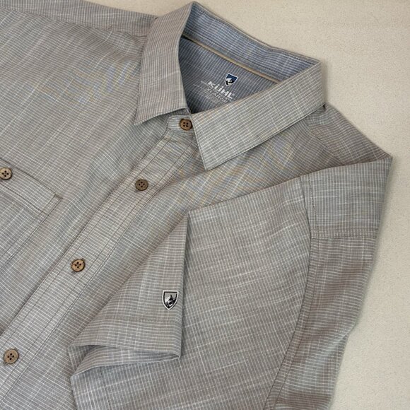 Kuhl Karib Shirt Mens XL Gray Short Sleeve Button Up Pockets Casual Travel - Picture 1 of 11